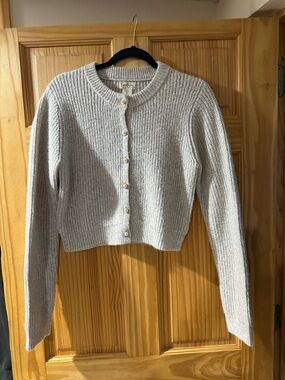 Jessica Simpson Pearl Button Knit Cardigan - Light Beige/Tan